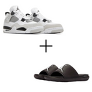 COMBO Air Jordan 4 Military Black+ Chinelo Jordan