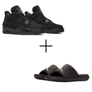 COMBO Air Jordan 4 All Black + Chinelo Jordan