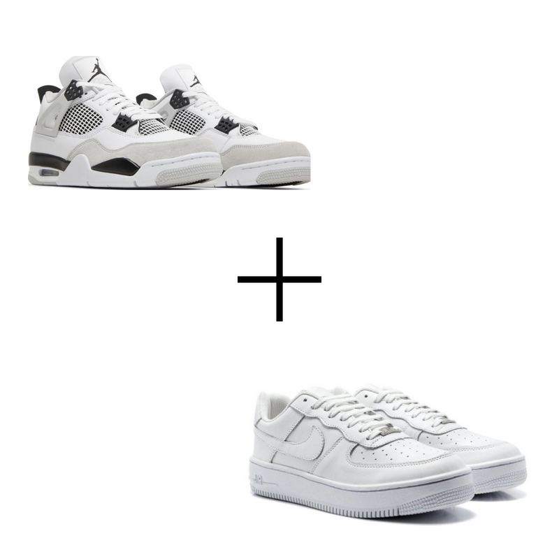 COMBO Air Force Branco+ Jordan 4 Military Black
